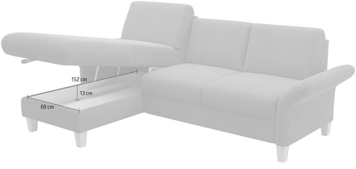 ECKSOFA ROCHELLE E Graphitfarben Flachgewebe  - Eichefarben/Graphitfarben, KONVENTIONELL, Holz/Textil (164/251cm) - Sit & More