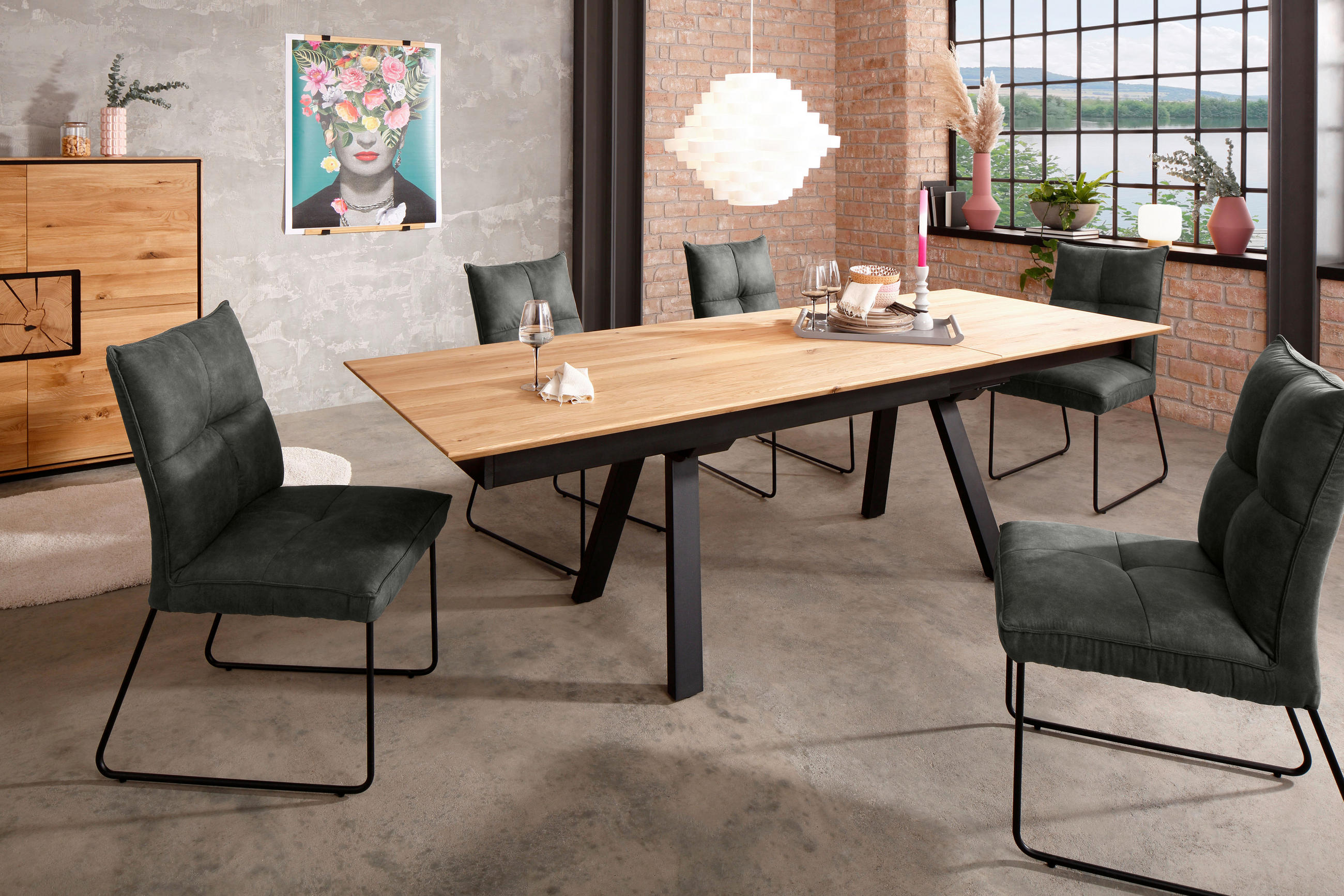 ESSTISCH in Holz 200/100/75 cm  - Schwarz/Braun, Natur, Holz/Metall (200/100/75cm) - Livetastic