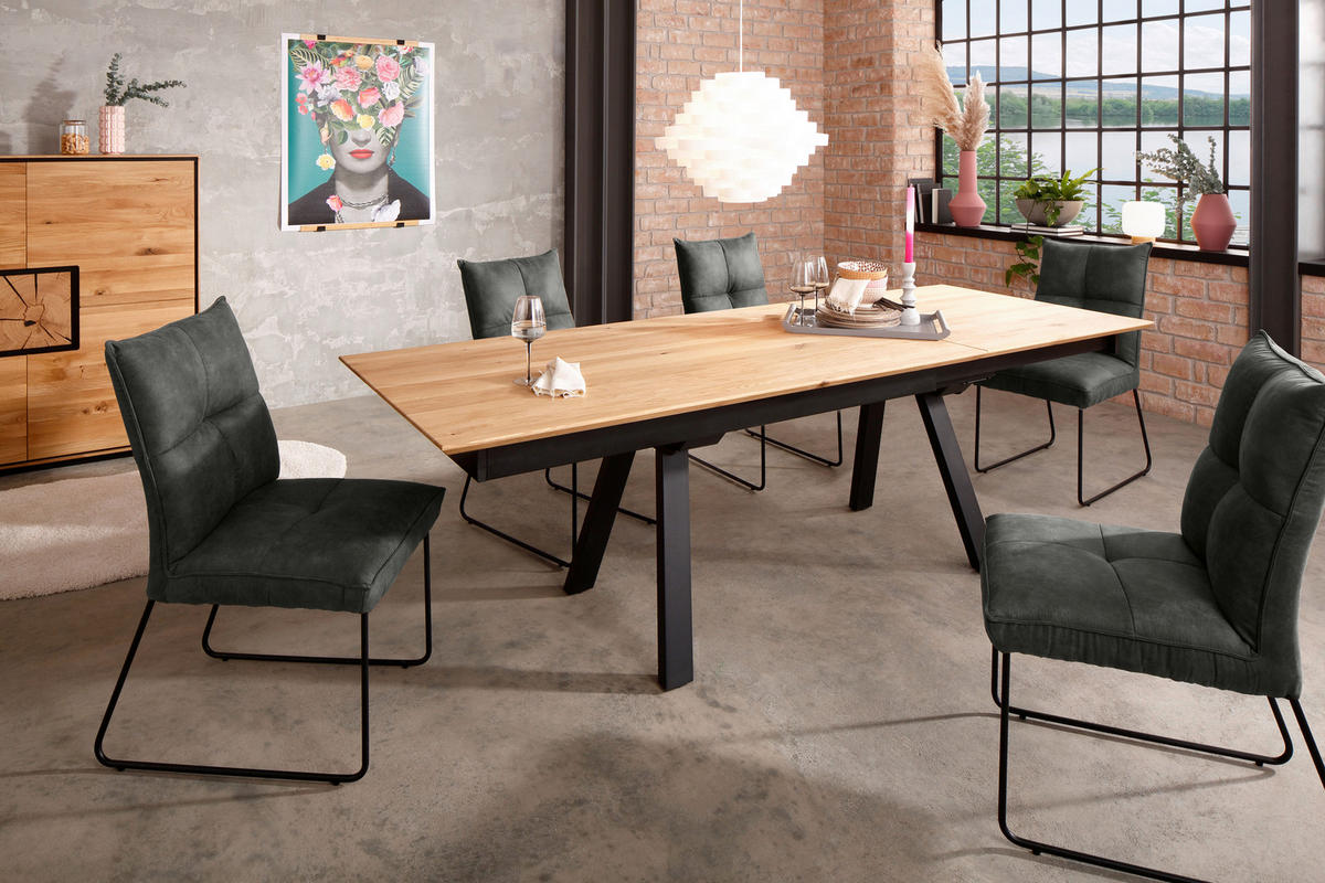 ESSTISCH in Holz 200/100/75 cm  - Schwarz/Braun, Natur, Holz/Metall (200/100/75cm) - Livetastic
