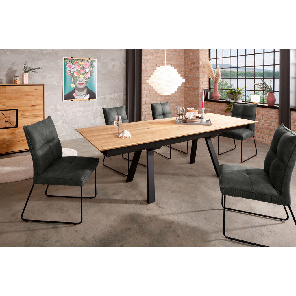 Thumbnail - Livetastic Esstisch, Braun, Holz, Wildeiche, massiv, rechteckig, Stativgestell, 100x75x200 cm, ausziehbar, Esszimmer, Ti...