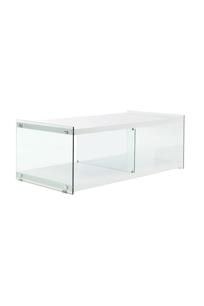 BEISTELLTISCH in Holz, Glas 120/45/60 cm  - Weiß, Design, Glas/Holz (120/45/60cm) - Kayoom