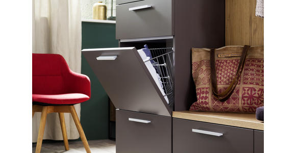 GARDEROBE 7-teilig in 181/201/35 cm - Eichefarben/Braun, Design, Glas/Holz (181/201/35cm) - Moderano