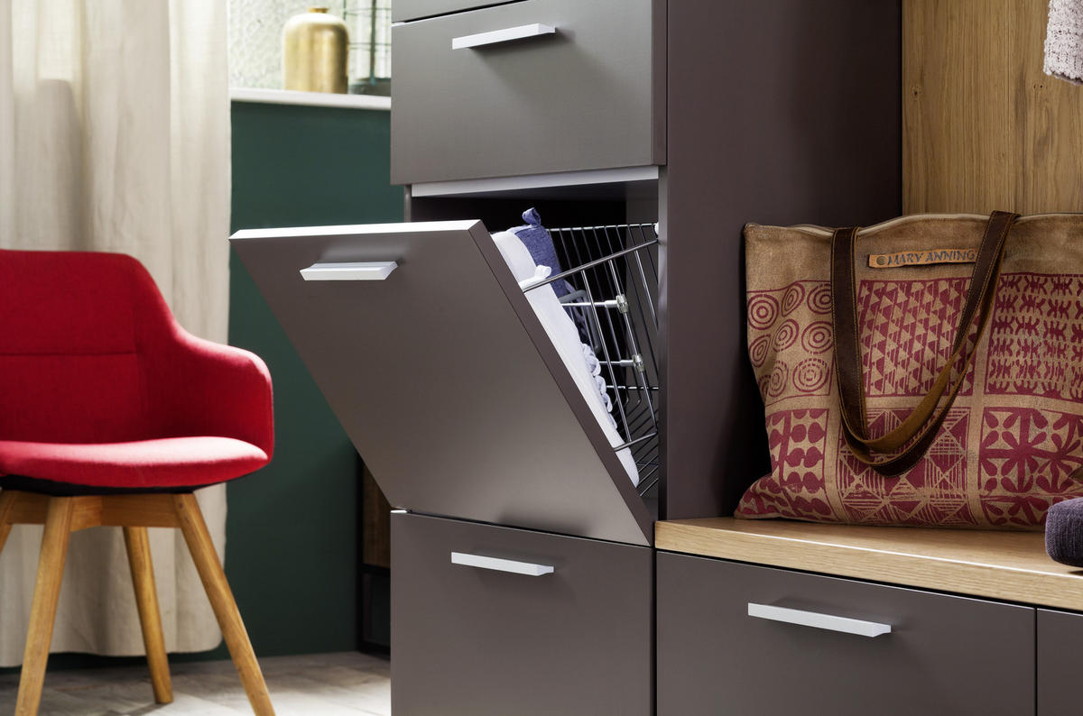 GARDEROBE 7-teilig  in 181/201/35 cm  - Eichefarben/Braun, Design, Glas/Holz (181/201/35cm) - Moderano