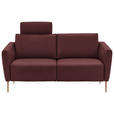 2-SITZER-SOFA  in Echtleder Bordeaux   - Eichefarben/Bordeaux, Natur, Leder/Holz (182/86/87cm) - Valnatura