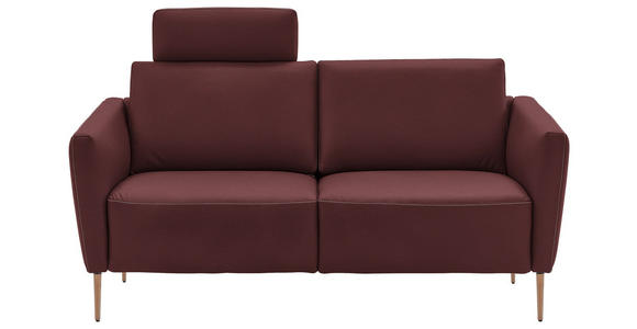 2-SITZER-SOFA  in Echtleder Bordeaux   - Eichefarben/Bordeaux, Natur, Leder/Holz (182/86/87cm) - Valnatura