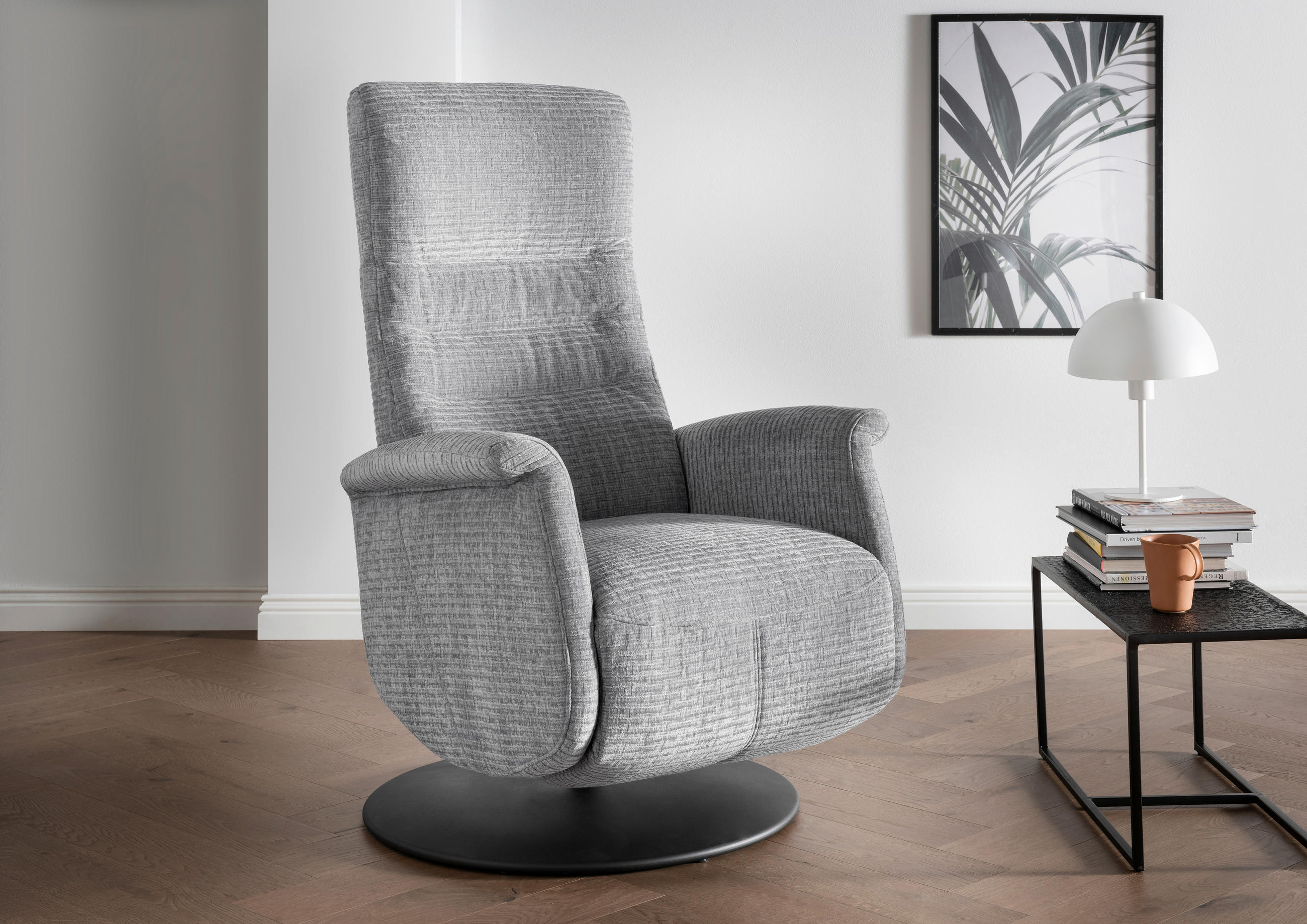 RELAXSESSEL in Textil Grau  - Schwarz/Grau, Modern, Textil/Metall (72/118/85-165cm) - Livetastic