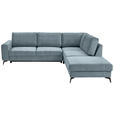 ECKSOFA Hellblau Chenille  - Schwarz/Hellblau, KONVENTIONELL, Textil/Metall (275/257cm) - Carryhome