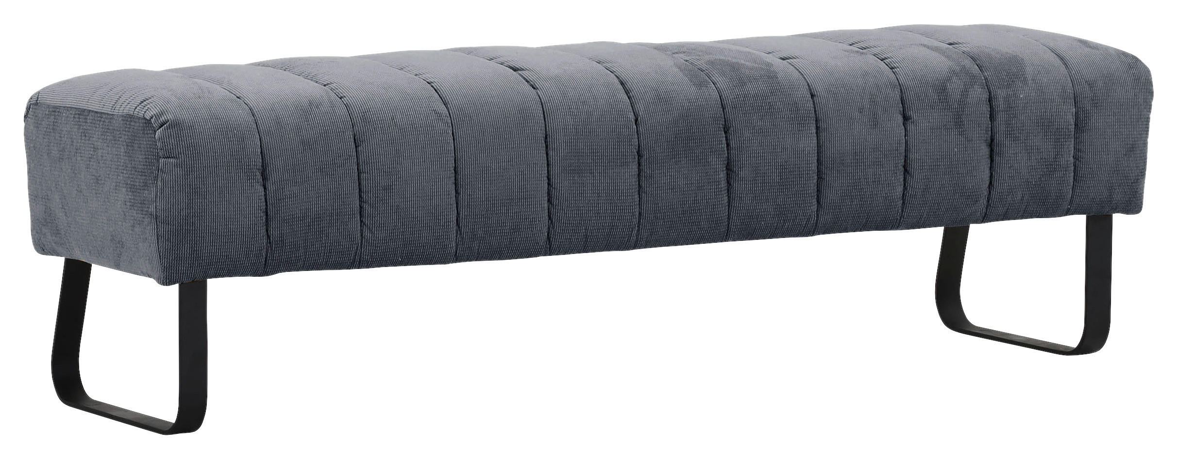 SITZBANK in Textil Schwarz, Dunkelgrau  - Dunkelgrau/Schwarz, Design, Textil/Metall (175/52/53cm) - Novel