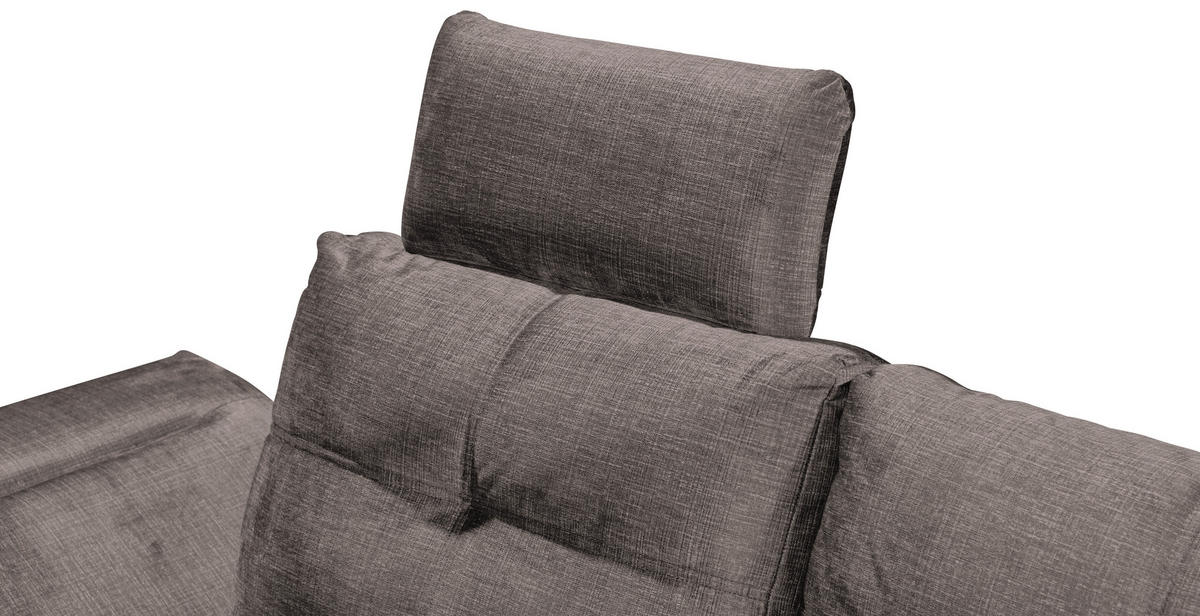 ECKSOFA in Mikrovelours Graubraun  - Graubraun/Schwarz, Konventionell, Kunststoff/Textil (275/170cm) - Carryhome