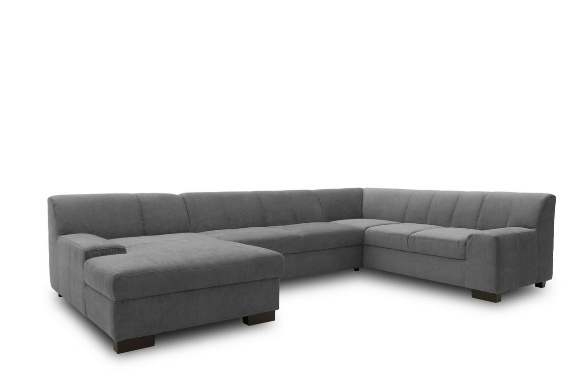 WOHNLANDSCHAFT Anthrazit Webstoff  - Wengefarben/Anthrazit, Design, Holz/Textil (153/328/212cm) - MID.YOU