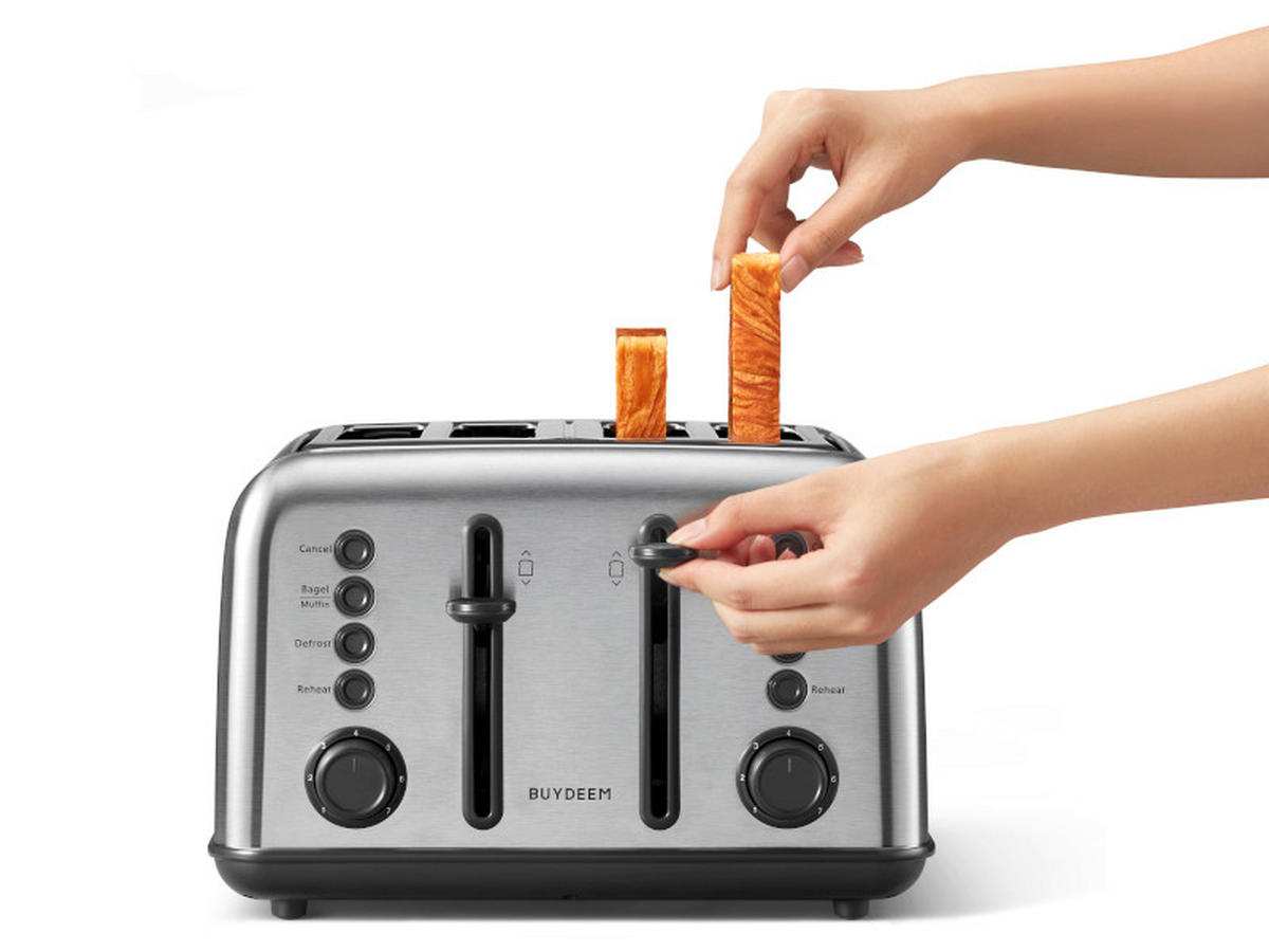 Kenyérpirító 4 szeletes - alumíniumszínű, Basics, fém (29/22/32cm) - BUYDEEM