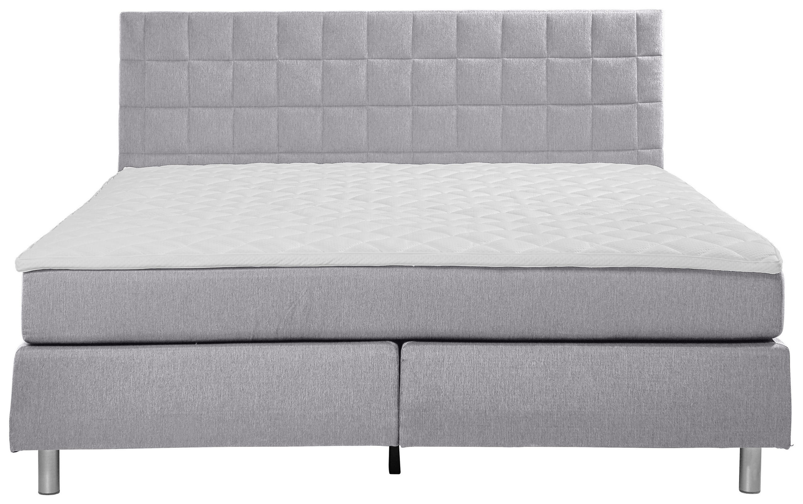 BOXSPRINGBETT 180/200 cm  in Hellgrau  - Hellgrau/Alufarben, KONVENTIONELL, Textil/Metall (180/200cm) - Carryhome