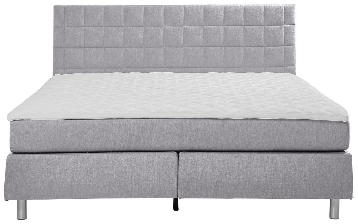 BOXSPRINGBETT 180/200 cm  in Hellgrau  - Hellgrau/Alufarben, Konventionell, Textil/Metall (180/200cm) - Carryhome