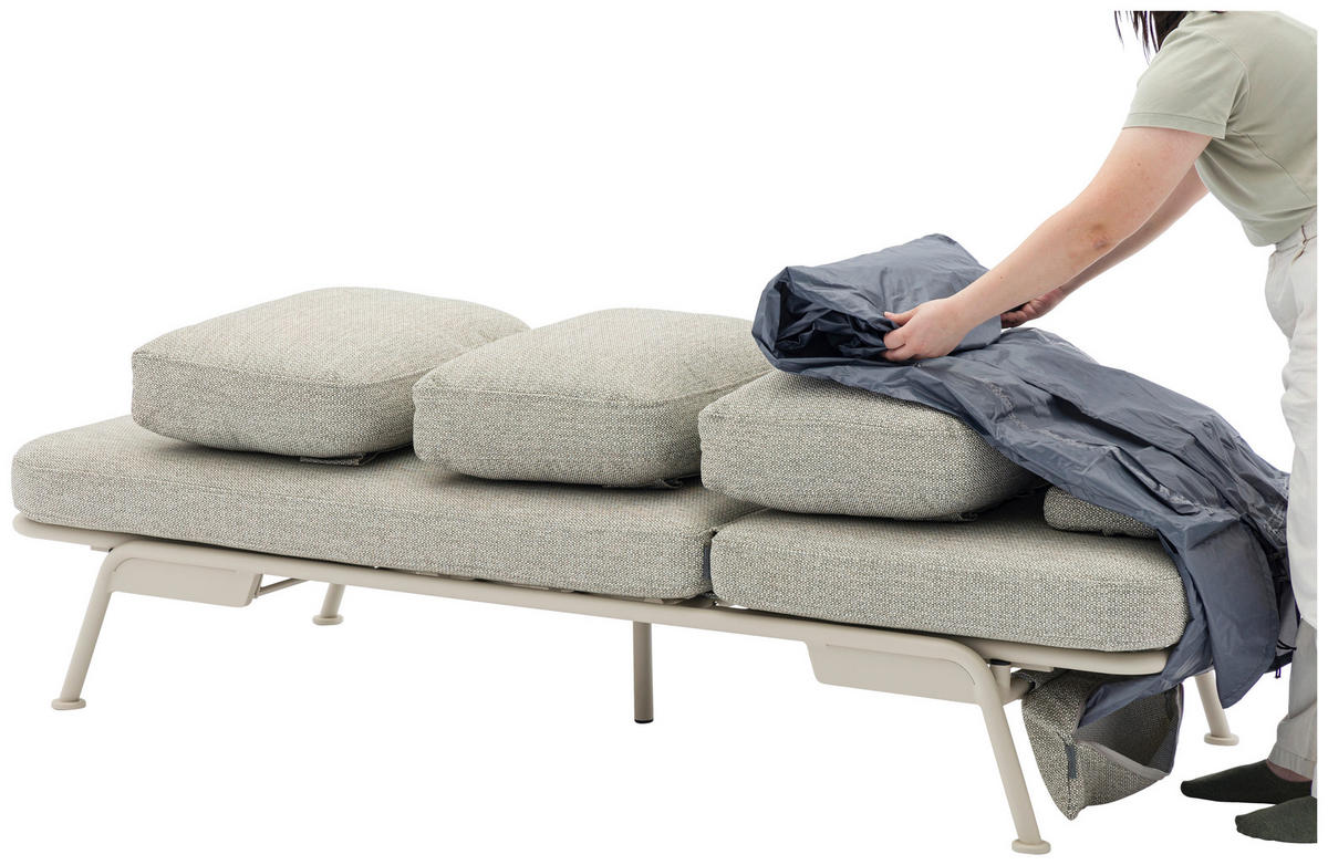 GARTENBANK 199/78/81 cm  in Taupe, Hellgrau  - Taupe/Hellgrau, Design, Textil/Metall (199/78/81cm) - Zebra 