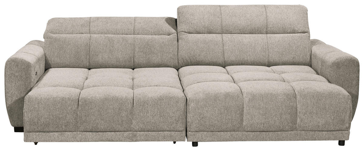ECKSOFA Mikrofaser Sandfarben  - Sandfarben/Schwarz, Basics, Kunststoff/Textil (297/170cm) - Livetastic