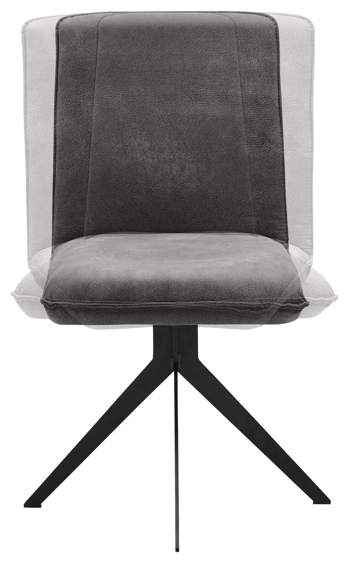 STUHL  in Stahl Lederlook  - Dunkelgrau/Schwarz, Design, Textil/Metall (46,5/87/64cm) - Voleo
