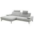 ECKSOFA in Chenille, Flachgewebe Silberfarben  180/284 cm  - Silberfarben/Schwarz, Design, Textil/Metall (180/284cm) - Dieter Knoll