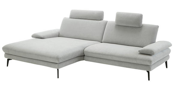 ECKSOFA in Chenille, Flachgewebe Silberfarben 180/284 cm - Silberfarben/Schwarz, Design, Textil/Metall (180/284cm) - Dieter Knoll