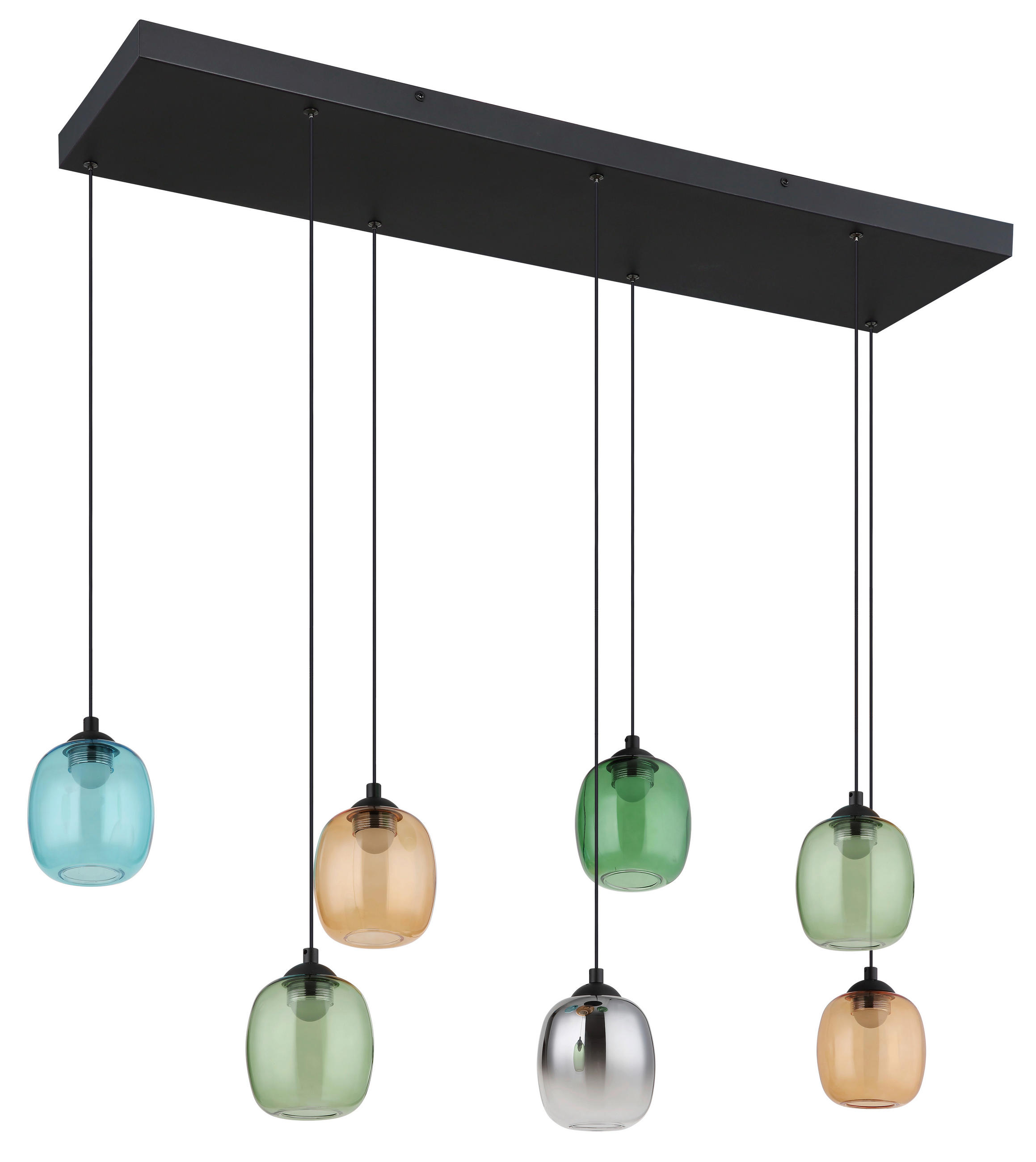 LED-HÄNGELEUCHTE MINARA 102/32/150 cm   - Blau/Dunkelgrün, LIFESTYLE, Glas/Kunststoff (102/32/150cm)