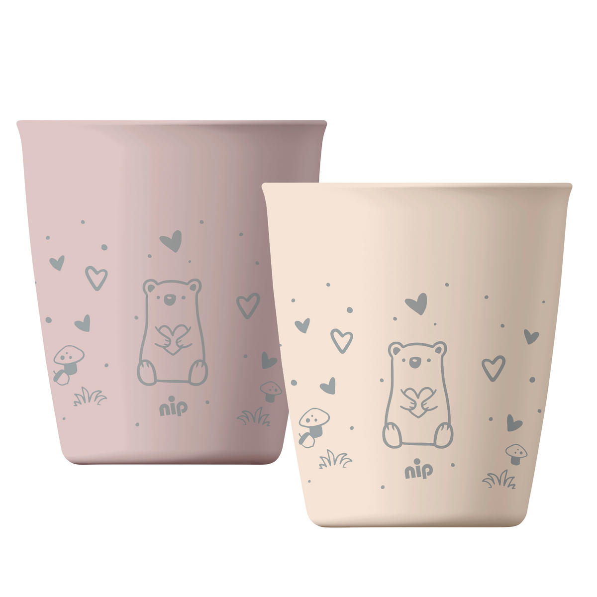 DĚTSKÝ NÁPOJOVÝ KELÍMEK - světle růžová, Basics, přírodní materiály (8/17,5/7,5cm)