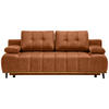 SCHLAFSOFA Webstoff Orange  - Schwarz/Orange, Design, Holz/Textil (206/77-87/102cm) - Novel