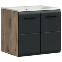 WASCHTISCHKOMBI 60 cm  - Eiche dunkel/Schwarz, Basics, Keramik/Holzwerkstoff (60cm) - MID.YOU