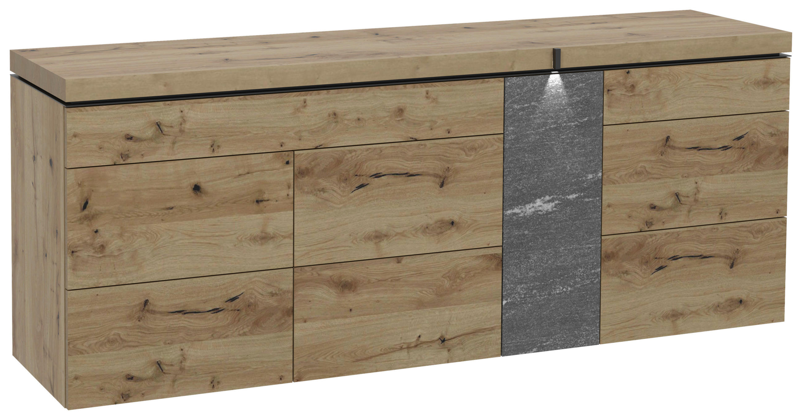 SIDEBOARD Grau, Alteiche  192,2/89,4/52,1 cm  - Alteiche/Grau, Design, Holz/Stein (192,2/89,4/52,1cm) - Voglauer