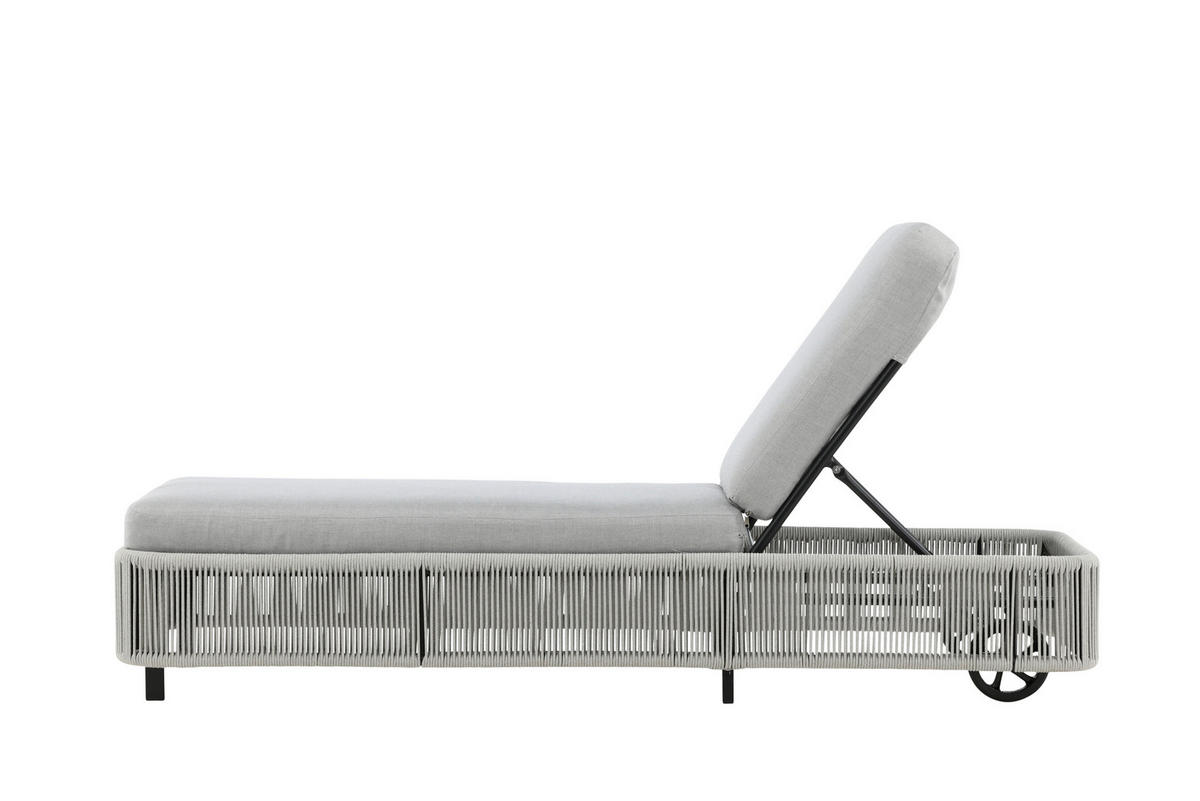 SONNENLIEGE 75/32/205 cm  - Schwarz/Grau, KONVENTIONELL, Textil/Metall (75/32/205cm) - Gardenson