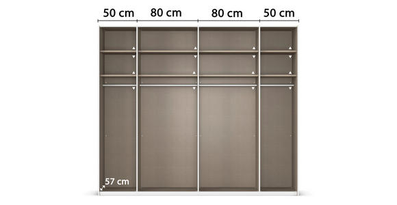 SCHWEBETÜRENSCHRANK 262/223/68 cm 2-türig Eichefarben, Champagner - Champagner/Eichefarben, Design, Glas/Holzwerkstoff (262/223/68cm) - Novel