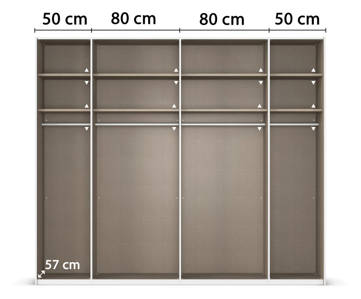 SCHWEBETÜRENSCHRANK  in Eichefarben, Fango  - Fango/Eichefarben, Design, Glas/Holzwerkstoff (262/223/68cm) - Novel