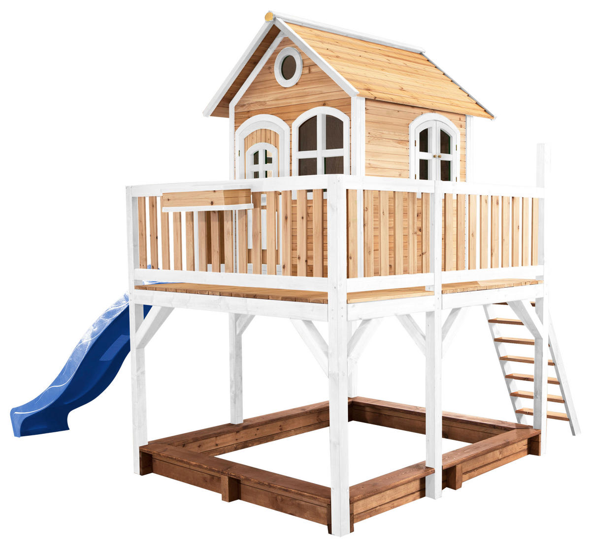 SPIELTURM 377/291/255 cm  - Blau/Braun, KONVENTIONELL, Holz (377/291/255cm) - Ambia Garden