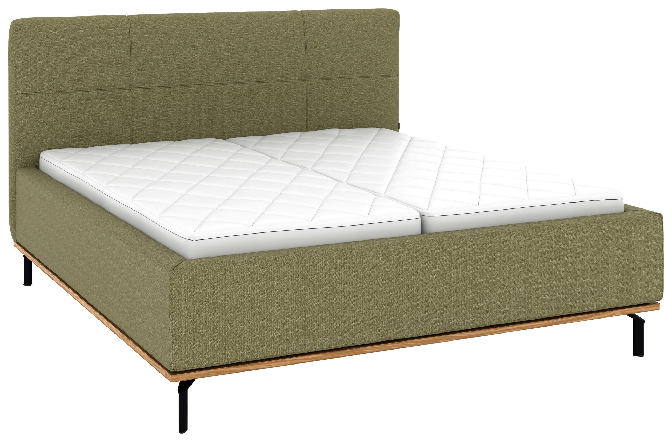POLSTERBETT 160/200 cm,  in Olivgrün, Matratze, Lattenrost, Bettkasten, H2 + H3 = mittel + fest  - Graphitfarben/Weiß, Design, Holz/Textil (160/200cm) - Musterring