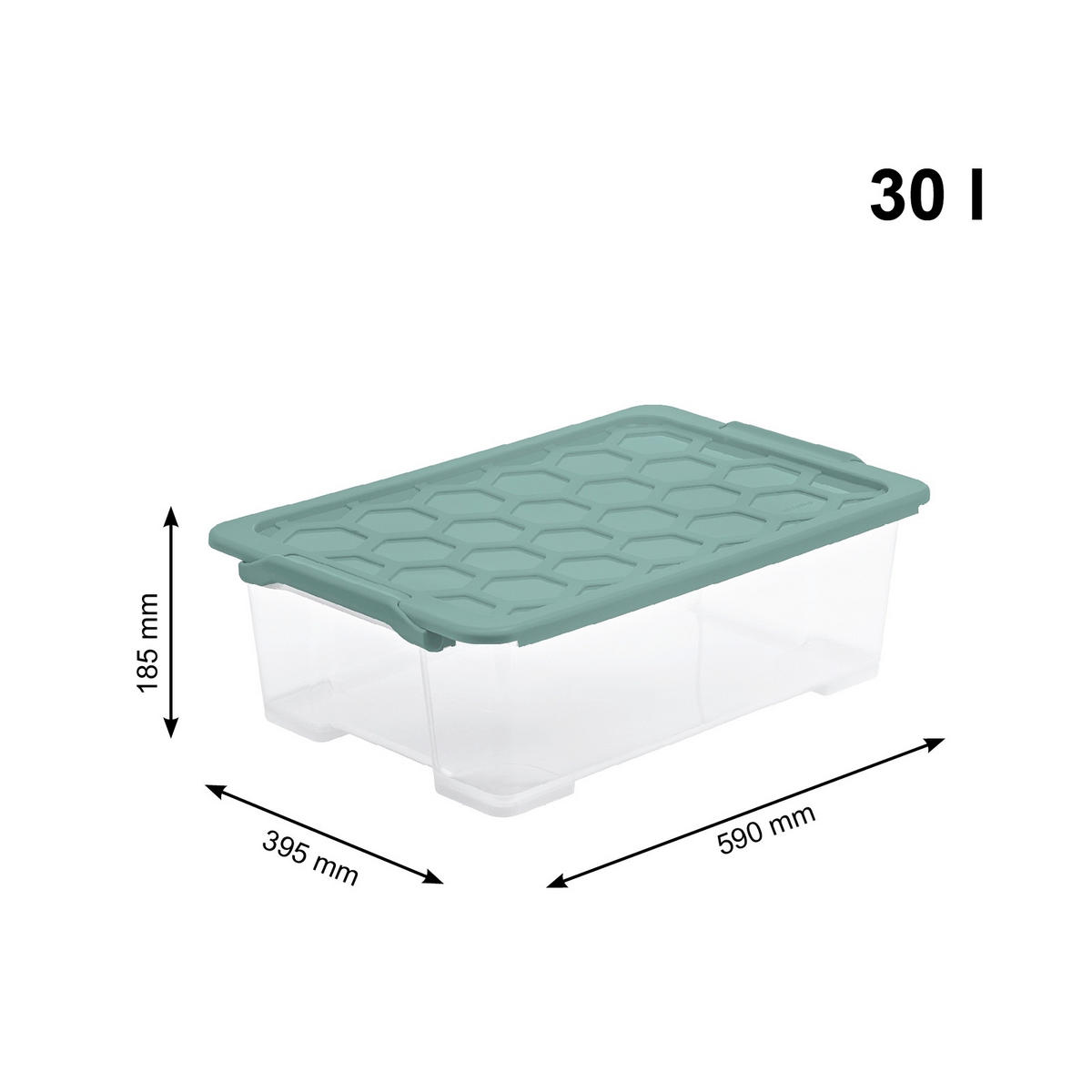 BOX MIT DECKEL EVO SAFE  - Transparent/Grün, Basics, Kunststoff (59/39,5/18,5cm) - Rotho