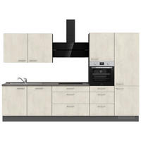 KÜCHENBLOCK 330 cm   in Weiß, Schieferfarben  - Schieferfarben/Edelstahlfarben, MODERN, Holzwerkstoff/Metall (330cm) - Nobilia