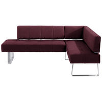ECKBANK 227/165 cm  in Edelstahlfarben, Bordeaux  - Edelstahlfarben/Bordeaux, Design, Textil/Metall (227/165cm) - Moderano