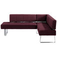 ECKBANK 227/165 cm  in Edelstahlfarben, Bordeaux  - Edelstahlfarben/Bordeaux, Design, Textil/Metall (227/165cm) - Moderano