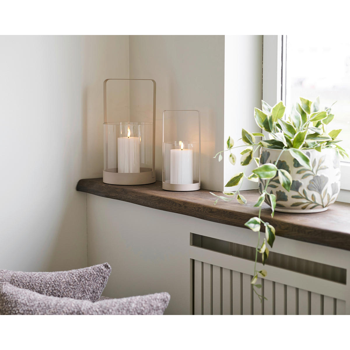 WINDLICHTSET - Beige, Basics, Glas/Metall