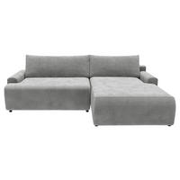 ECKSCHLAFSOFA Cord Grau  - Schwarz/Grau, MODERN, Kunststoff/Textil (253/167cm) - Trendmanufaktur
