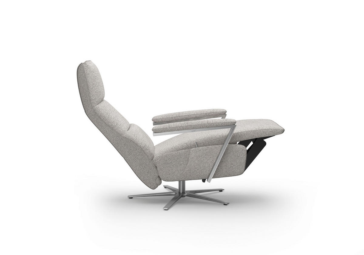 RELAXSESSEL TV VARIO COMFORT E L3 Chenille Kopfteilverstellung, Rücken echt    - Silberfarben, Basics, Textil/Metall (70/128/85cm) - Sit & More