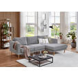 ECKSOFA  in Flachgewebe Hellgrau Rückenkissen, Rücken echt  240/154 cm  - Buchefarben/Hellgrau, KONVENTIONELL, Holz/Textil (240/154cm) - Carryhome