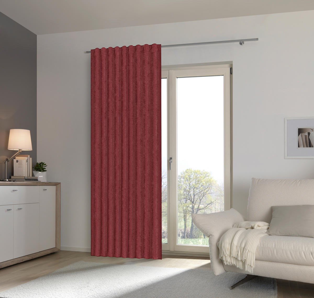HOTOVÝ ZÁVĚS, neprůsvitné, 140/245 cm - tmavě červená, Konvenční, textil (140/245cm) - Esposa