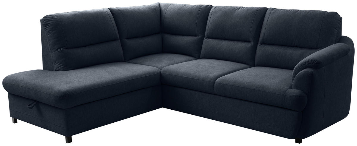 ECKSOFA Dunkelblau  - Greige/Schwarz, Basics, Holz/Textil (200/240cm) - MID.YOU