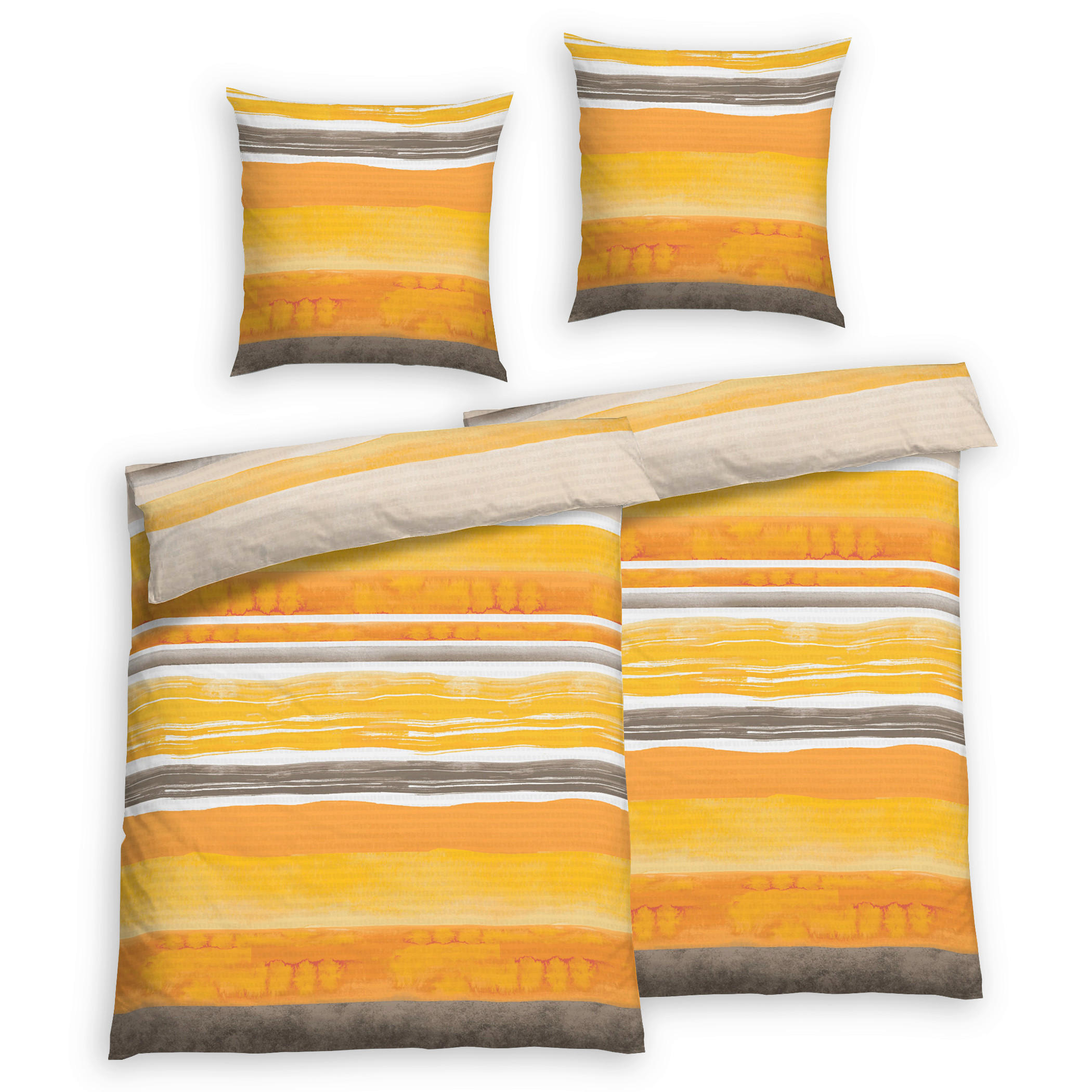 BETTWÄSCHE 4-teilig Seersucker 135/200 cm  - Orange, Basics, Textil (135/200cm) - Florella