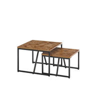 SADA KONFERENČNÍCH STOLKŮ, barvy teak, černá, dřevo, kov, 60/60/45 cm - barvy teak/černá, Design, kov/dřevo (60/60/45cm) - MID.YOU