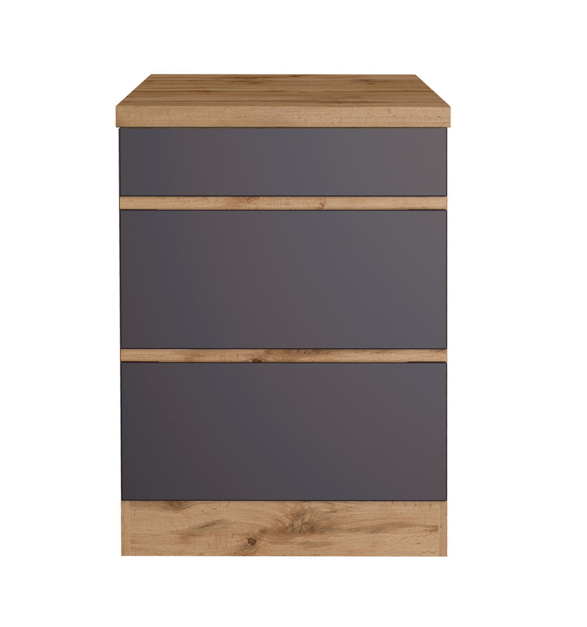 KÜCHENUNTERSCHRANK 60/86/60 cm  in Grau, Eiche Wotan  - Eiche Wotan/Grau, Design, Holzwerkstoff (60/86/60cm) - Held