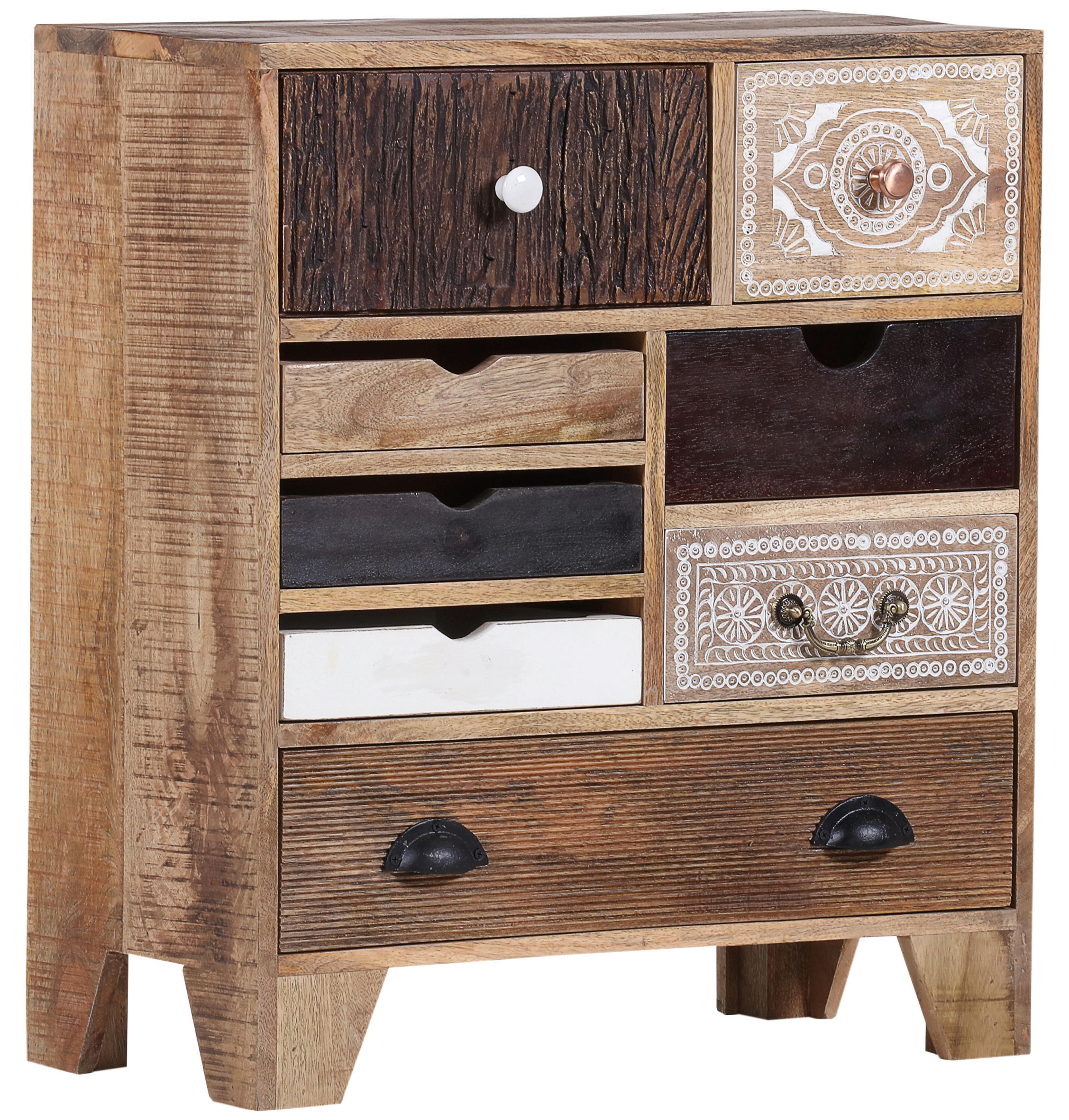 KOMMODE 70/80/35 cm Akazie, Mangoholz massiv  - Dunkelbraun/Messingfarben, Design, Holz/Metall (70/80/35cm)