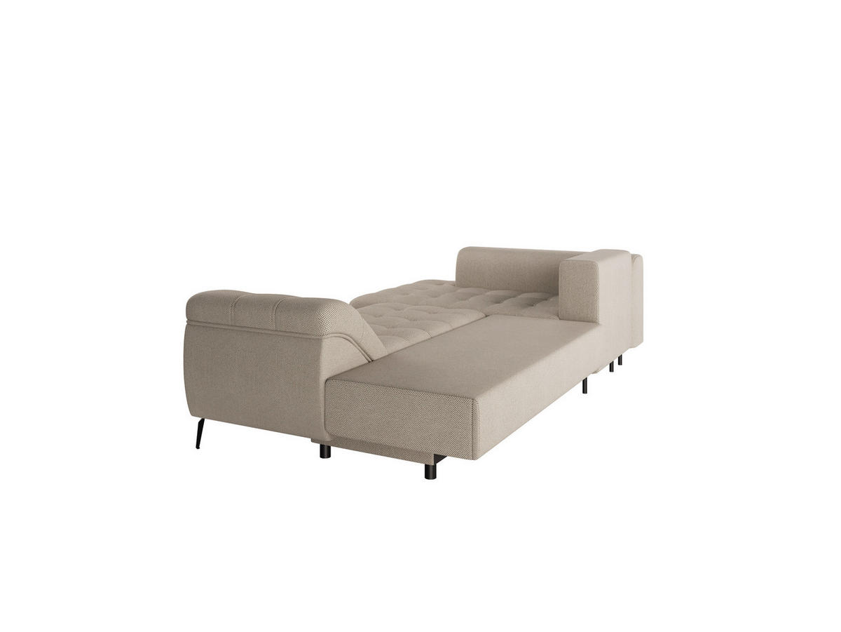 Ecksofa inkl. Funktionen in Webstoff Beige  - Beige/Schwarz, Modern, Textil/Metall (177/279cm)