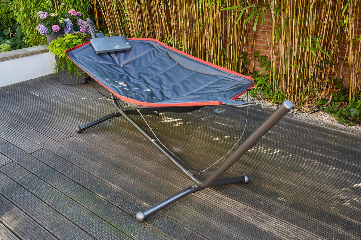 HÄNGEMATTE  - Dunkelgrau/Rot, KONVENTIONELL, Textil/Metall (105/104/305cm) - Siena Garden