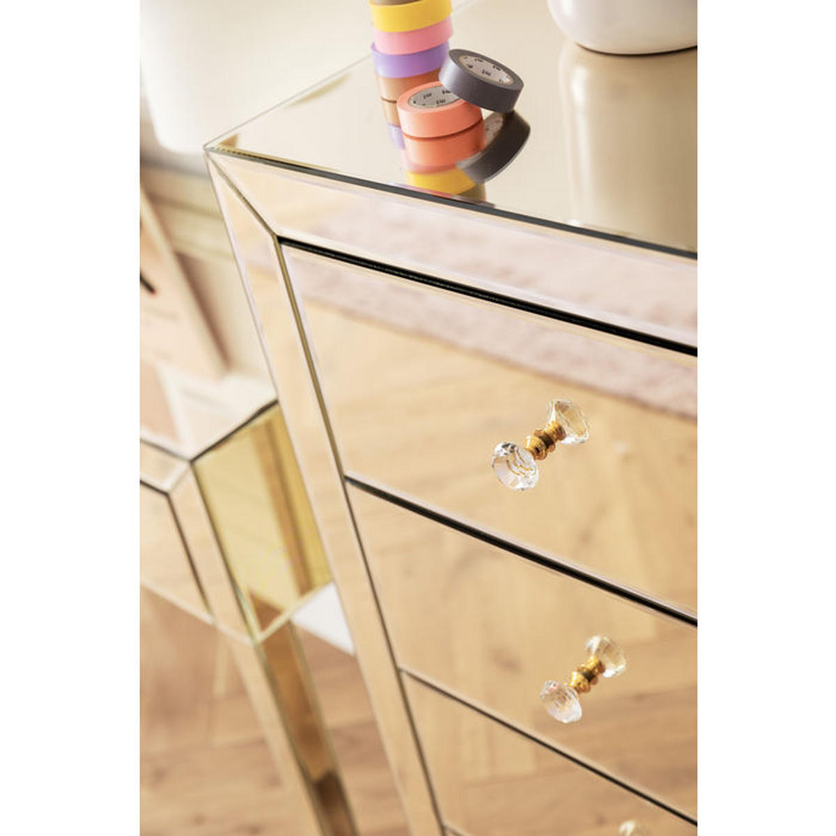 KOMMODE  in 49/110/41 cm  - Klar/Champagner, Design, Glas/Holzwerkstoff (49/110/41cm) - Kare-Design