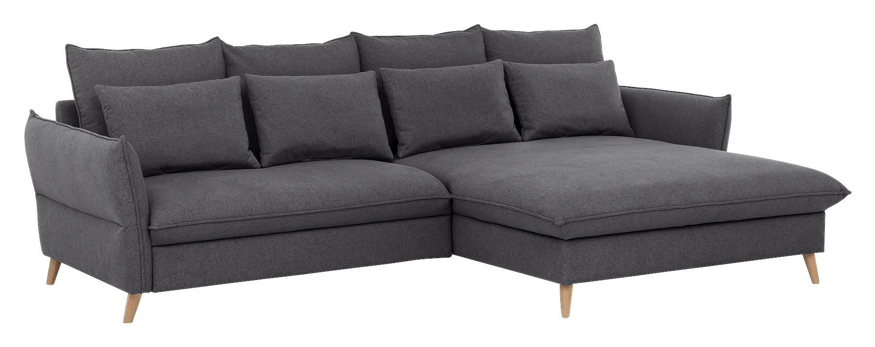 ECKSCHLAFSOFA Flachgewebe Grau  - Buchefarben/Grau, Design, Holz/Textil (274/170cm) - Livetastic